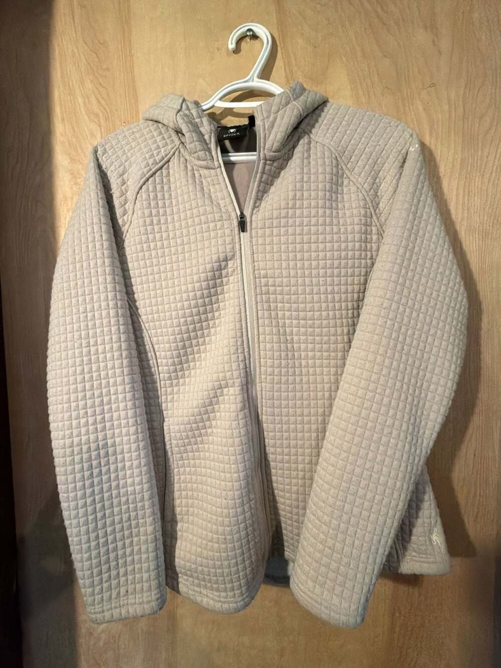 Spyder Quilted Fleece Full Zip Hoodie Size M Beige
